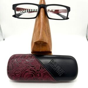 Alexander Collection Eyeglasses Rubber Black & Maroon w/ Matching Hard Clam Case